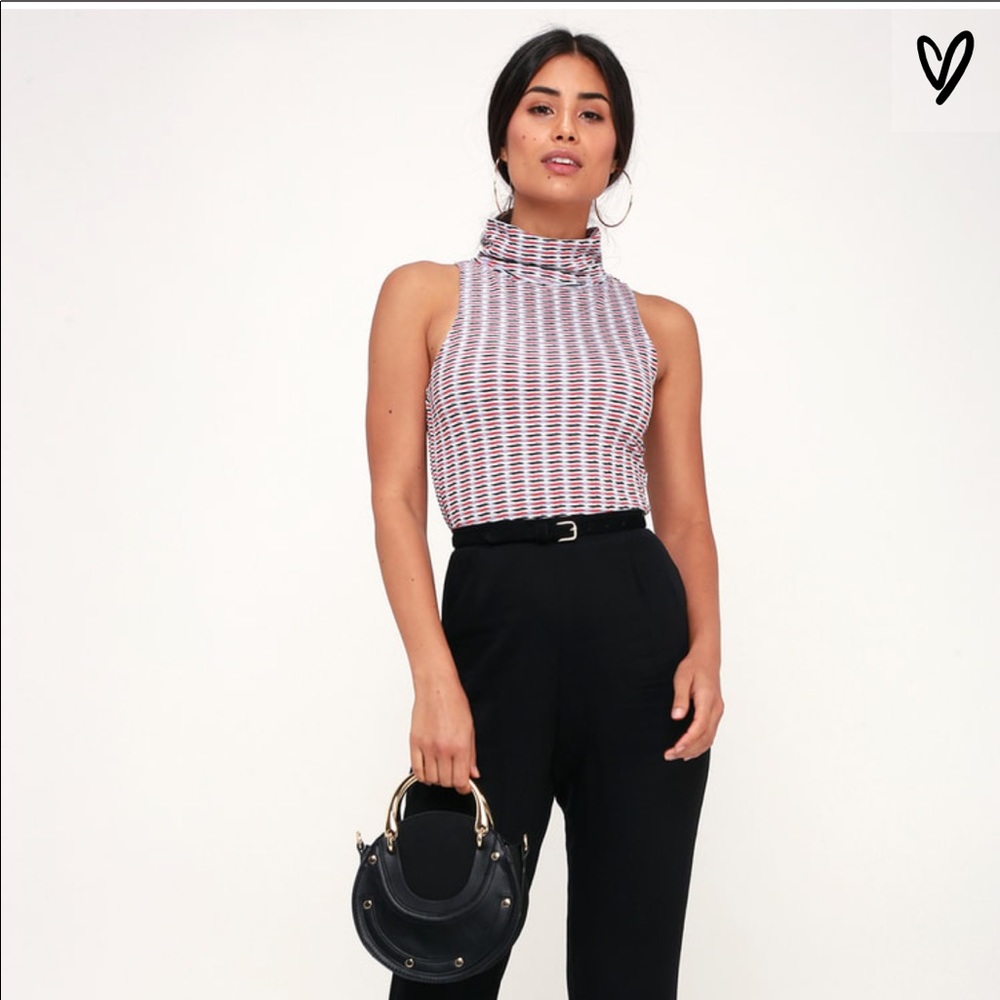 LITTLE BABY BLUE MULTI PRINT TURTLENECK CROP TOP